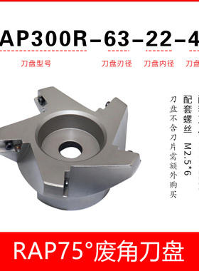 数控加工中心75度横装1604刀片废角面铣刀盘RAP400/300R 80费副角