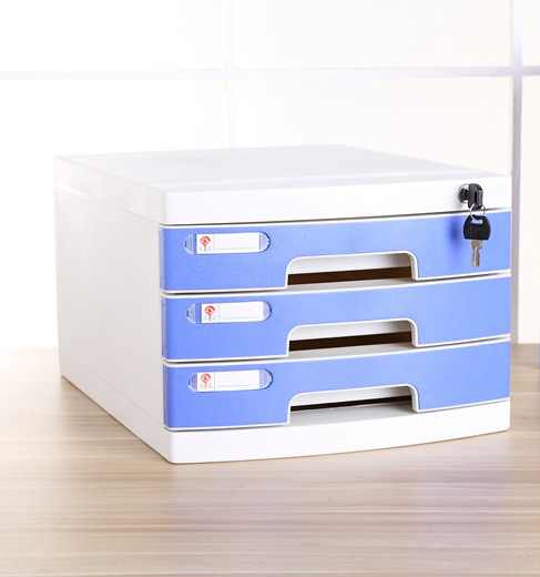 A4桌面带锁收纳盒办公室家具塑料抽屉式资料储物档案文件柜收纳箱