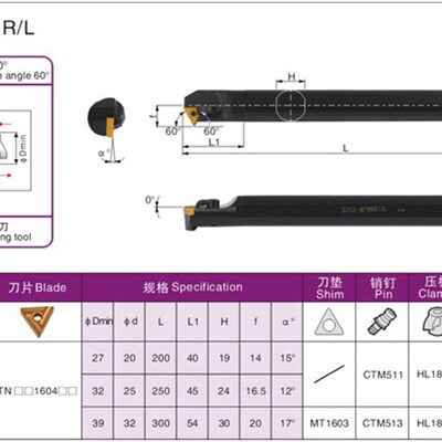 数控车刀60度内螺纹车刀内孔镗刀刀杆S16Q/20R/25S/32T-MTWNR16
