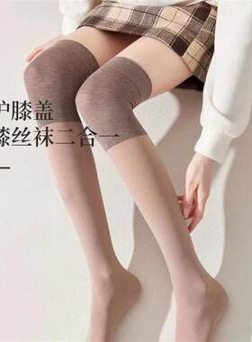 曼红雅加大码春秋加厚护膝长筒丝袜女防滑护膝盖加长防勾丝护膝袜