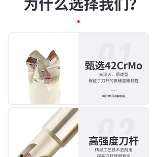 ESE数控铣刀杆小径C10-10-12小径两刃r0.8刀片JDMT0702快进给开粗