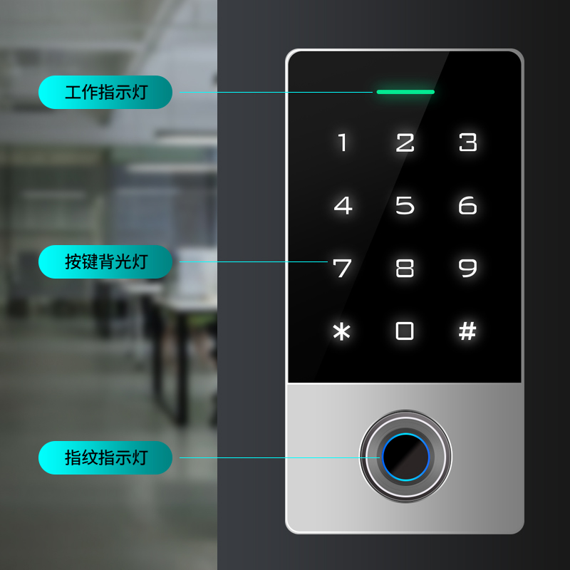防水金属门禁指纹密码ID卡T09S一体机室外刷卡电磁门禁磁力锁户外