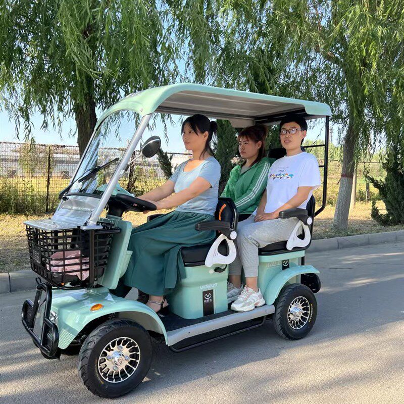 成人电动四轮车老年代步车家用电动车电瓶助力男女接送孩子观光车