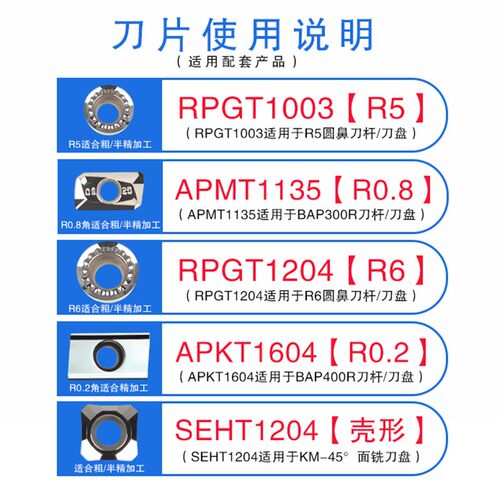 铝用铣刀片APKT1604/1135-MA-G2圆刀粒RPGT10T3四方刀片SEHT1204