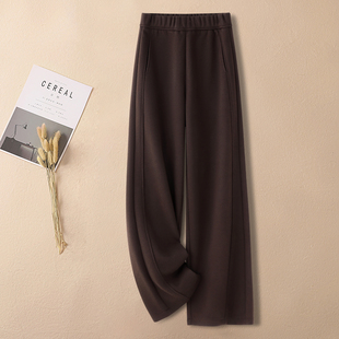 加绒羊毛呢直筒裤 咖色羊绒阔腿裤 松弛感糯米裤 2025新款 子 女秋冬季