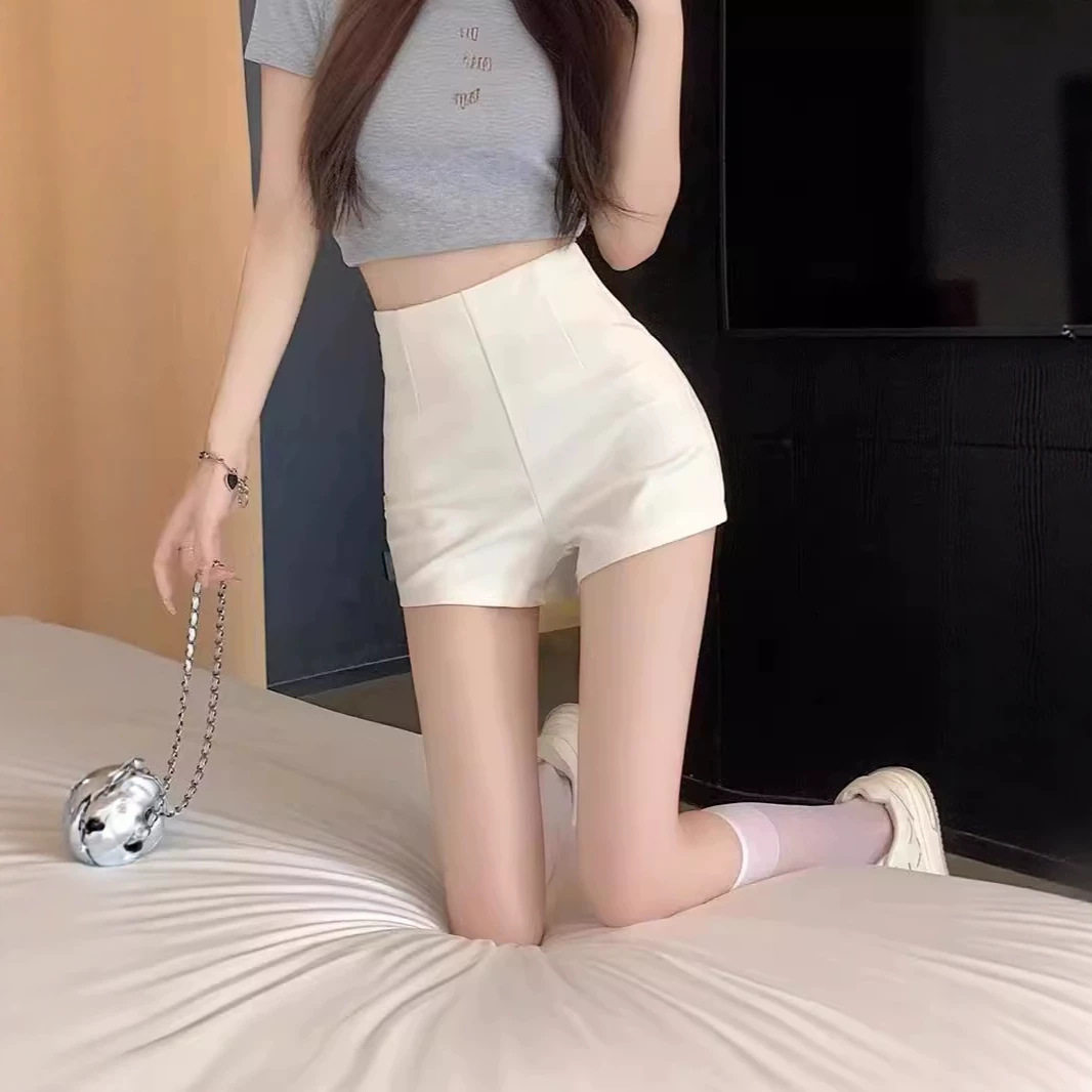 春秋紧身短裤女高腰小个子黑色休闲短裤夏季打底热裤辣妹外穿显瘦