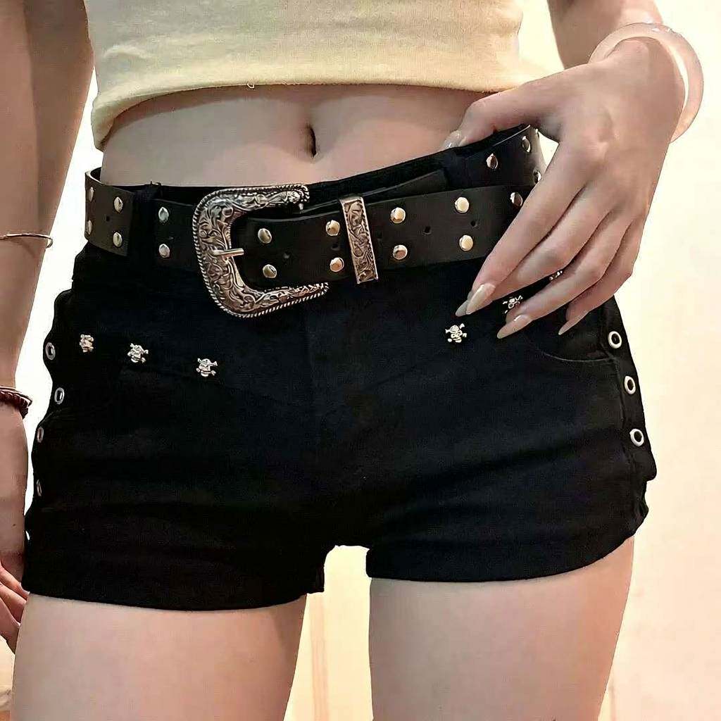 美式辣妹柳丁低腰牛仔超短裤女