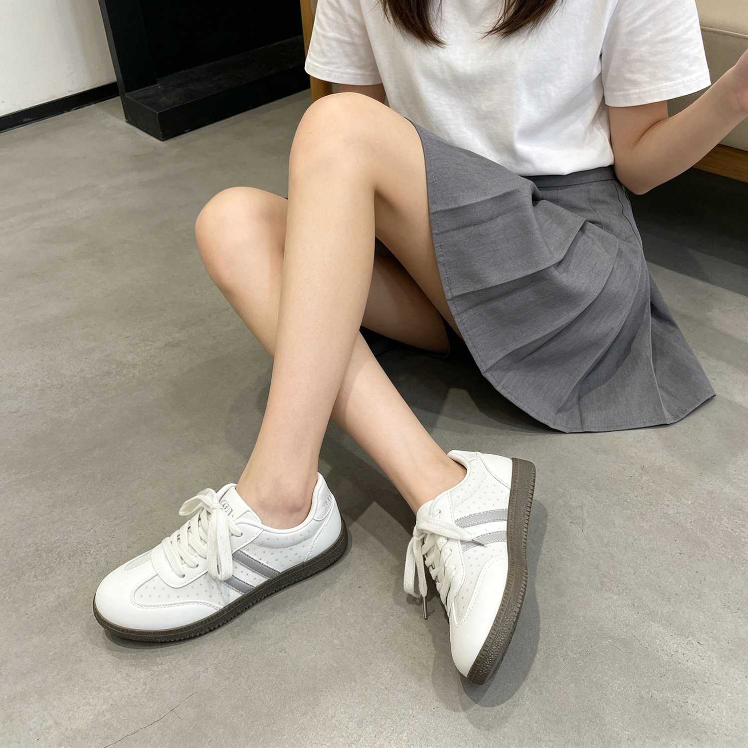 韩系波点德训鞋女2026新款秋冬季