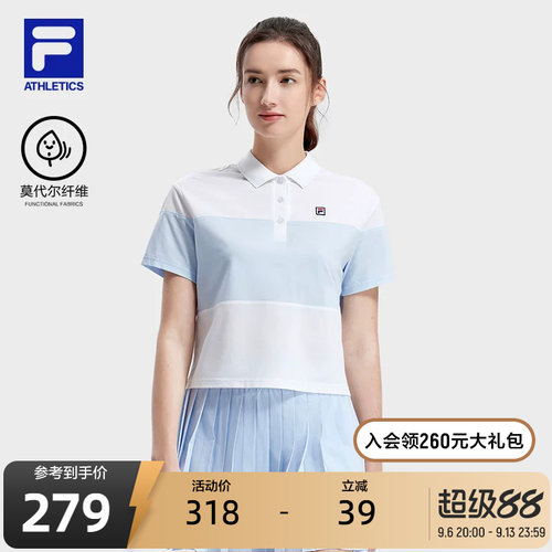 FILA 斐乐官方女士针织短袖POLO衫夏新宽松网球运动翻领上衣