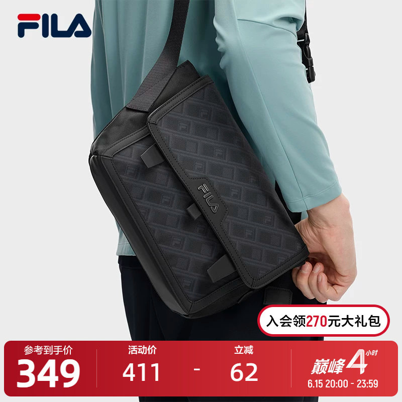 FILA 斐乐官方男包挎包2026春季新款满印休闲单肩包斜挎包随身包