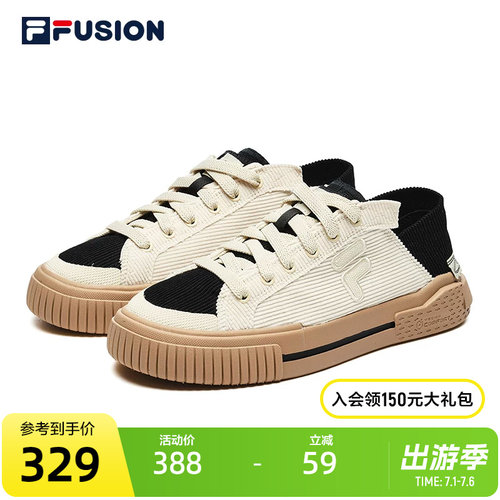 FILA FUSION斐乐潮牌女鞋帆布鞋2022冬新休闲运动鞋灯芯绒一脚蹬