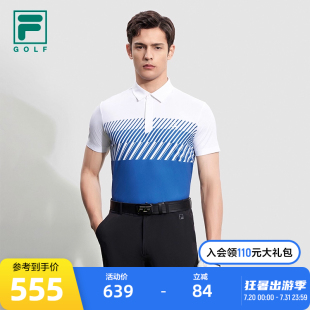 2023秋高尔夫运动渐变线条印花上衣 FILA 斐乐官方男士 短袖 POLO衫
