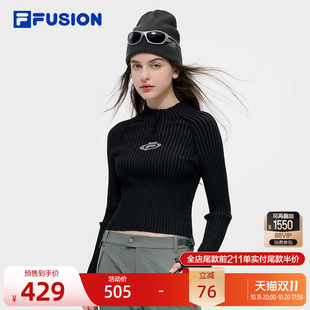 FILA FUSION斐乐潮牌女子编织衫冬季新款时尚紧身半拉链毛衣
