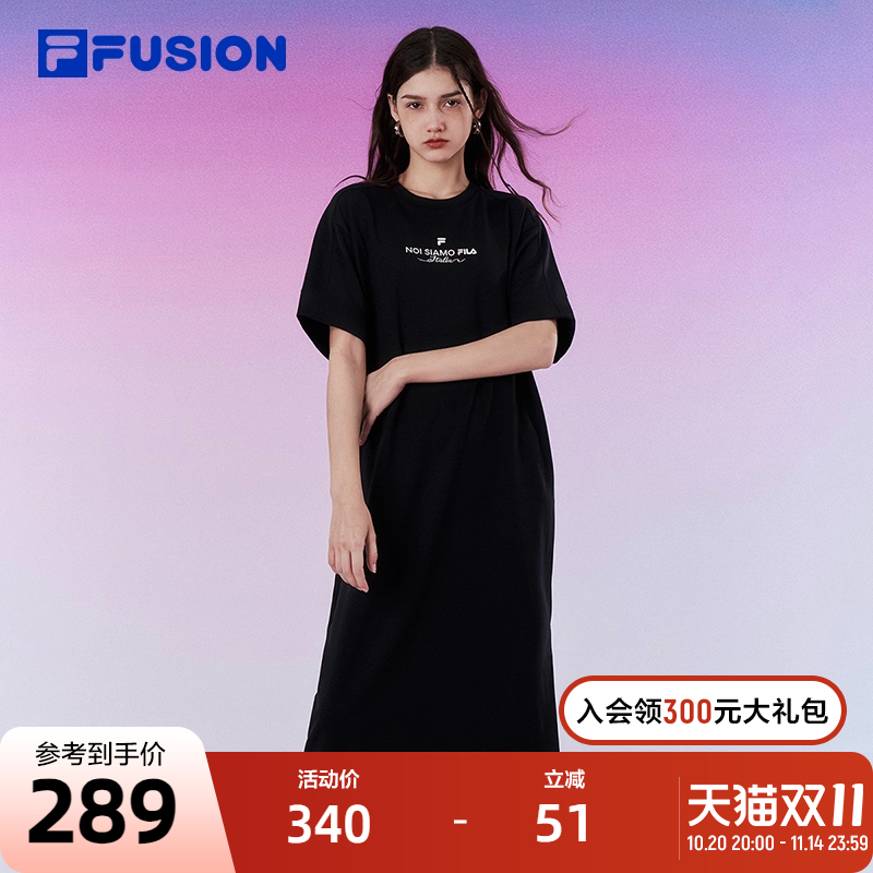 FILAFUSION女子连衣裙圆领T恤裙
