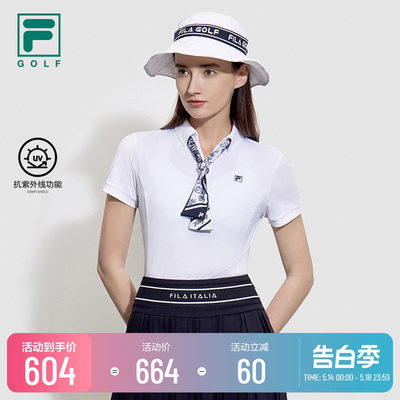 FILA 斐乐官方女子短袖POLO衫2023夏新款简约高尔夫运动翻领上衣