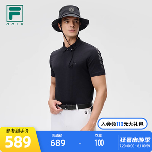 高尔夫运动透气T恤 FILA 斐乐男子针织翻领短袖 POLO衫 2024秋新款