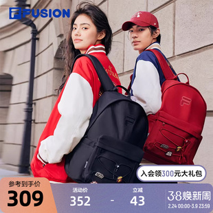 FILA FUSION斐乐情侣款背包2025春季新款时尚休闲双肩包书包黑色