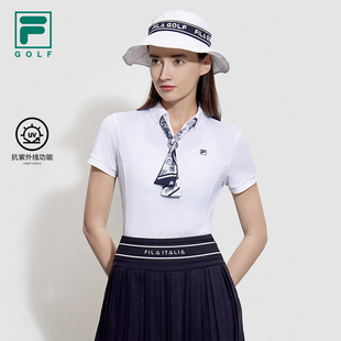 FILA 2023夏简约高尔夫运动翻领上衣 斐乐官方女子短袖 POLO衫