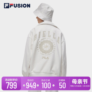 FILA FUSION斐乐潮牌运动外套女春秋简约宽松立领运动上衣夹克