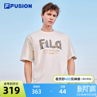 新款 FILA 2025春季 衫 休闲宽松纯棉T恤 FUSION斐乐潮牌男子针织短袖