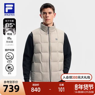 两面穿FILA 斐乐官方情侣羽绒马甲男冬季新款健身运动保暖羽绒服