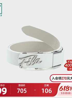 FILA 斐乐官方女子腰带2024冬新款简约黑色高尔夫运动自动扣皮带