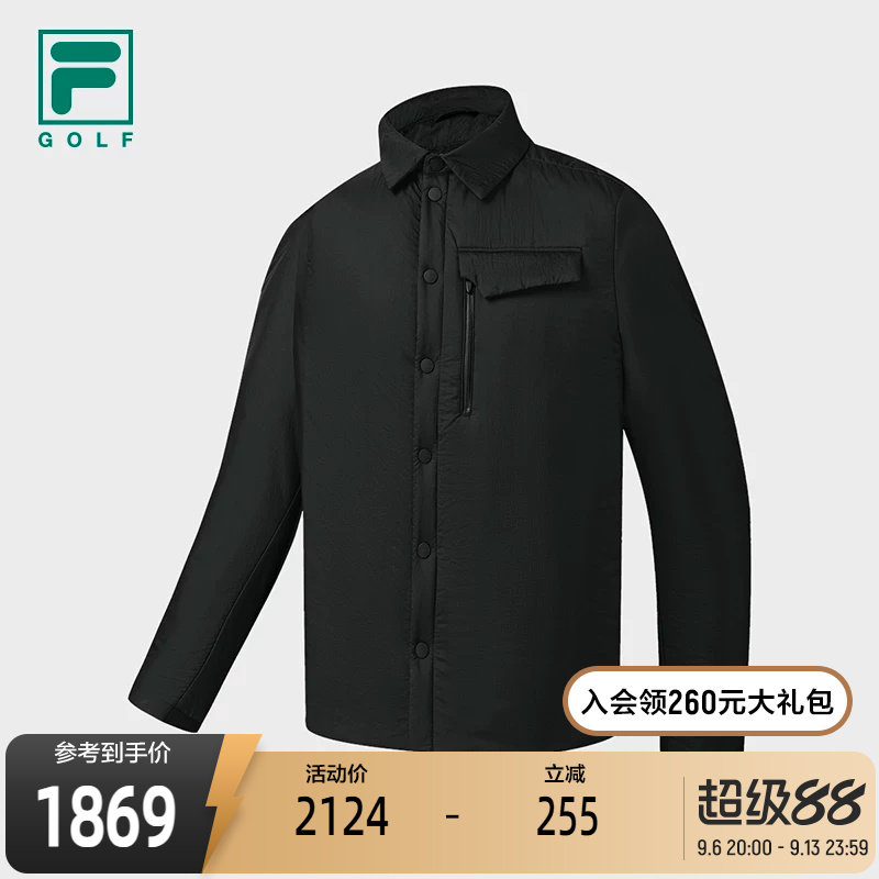 FILA斐乐高尔夫商务运动系列轻薄棉夹克基础保暖翻领男士外套棉服