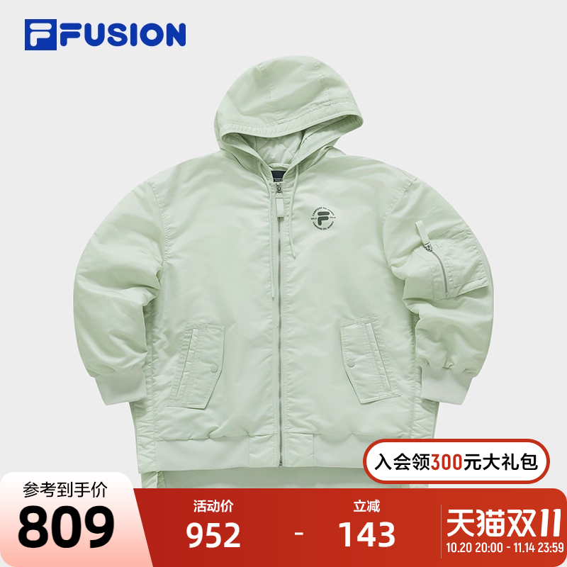 FILA FUSION斐乐潮牌棉服女2023冬时尚休闲宽松保暖连帽外套