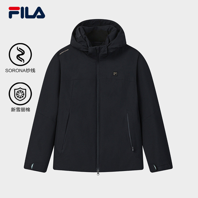 FILA 斐乐官方男士棉服2026春新款时尚休闲简约基础保暖连帽外套