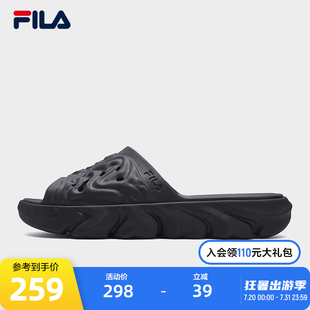 2025夏季 磐石拖鞋 新款 沙滩鞋 子休闲运动 FILA 黑色鞋 斐乐官方男鞋