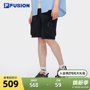 短裤 FILA 休闲宽松工装 新款 FUSION斐乐潮牌梭织五分裤 男2025夏季