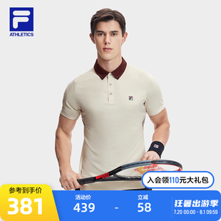 新款 FILA 2024夏季 斐乐男子针织短袖 网球运动透气休闲上衣 POLO衫
