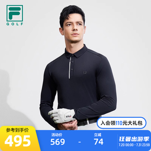 FILA 2024春简约高尔夫运动上衣 斐乐官方男子针织长袖 POLO衫