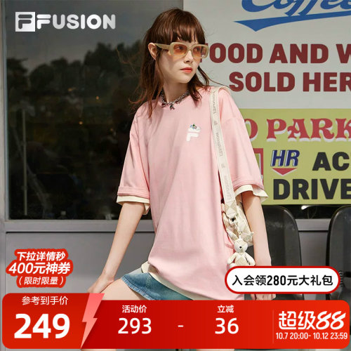 FILA FUSION斐乐情侣运动t恤男夏季百搭印花潮流短袖上衣半袖