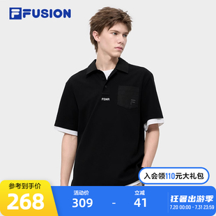 宽松透气T恤上衣 FILA FUSION斐乐潮牌翻领短袖 POLO衫 男2024秋新款