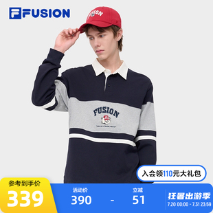 FUSION斐乐潮牌情侣款 POLO衫 FILA 针织长袖 纯棉上衣 2024秋季 新款