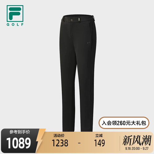 FILA 斐乐官方女士梭织长裤冬新款高尔夫运动简约基础直筒裤