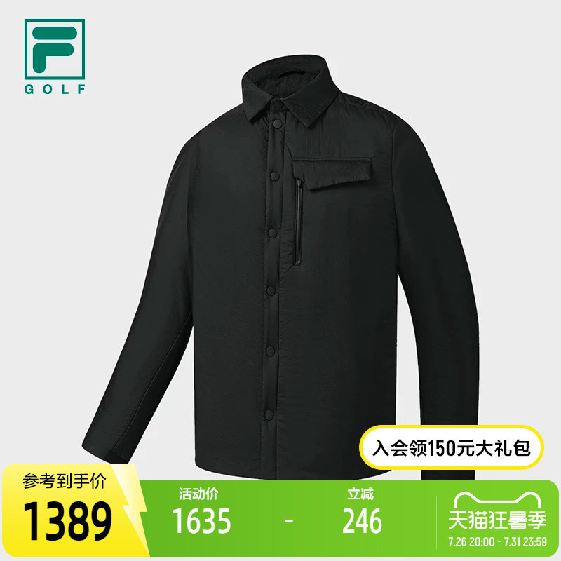 FILA斐乐高尔夫商务运动系列轻薄棉夹克基础保暖翻领男士外套棉服