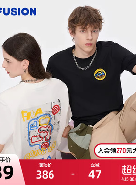 FILA FUSION | ROUND TWO斐乐潮牌情侣短袖2025夏新款凉感宽松T恤