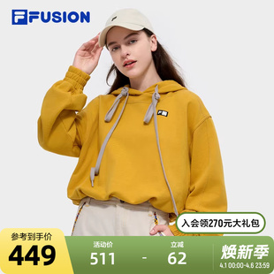 新款 FILA DOE斐乐潮牌女连帽卫衣2024冬季 休闲宽松针织上衣 时尚