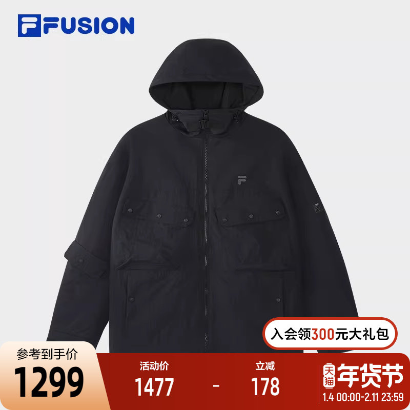 FILA FUSION斐乐潮牌梭织外套男2026春新款时尚宽松连帽工装上衣,运动服/休闲服装,运动茄克/外套,淘宝优惠券,粉丝福利购,淘宝优惠卷