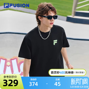 T男女款 针织短袖 休闲多彩纯棉T恤 FUSION斐乐潮牌官方情侣款 FILA
