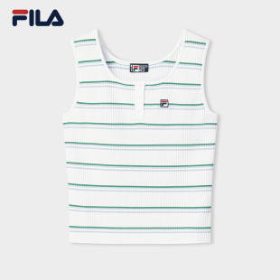 FILA 斐乐官方女子编织背心2026秋新款时尚休闲条纹修身无袖上衣