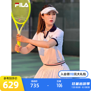 新款 FILA 2025秋季 斐乐官方女子针织短袖 网球运动防晒上衣 POLO衫