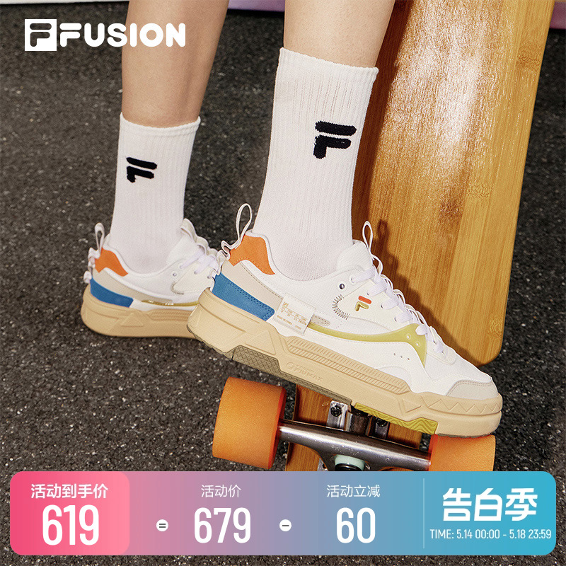 FILA FUSION斐乐板鞋女鞋2022运动鞋厚底低帮休闲鞋潮鞋BANK