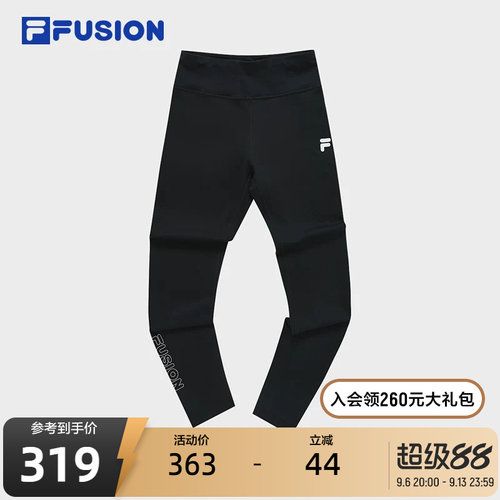 FILA FUSION斐乐潮牌女子针织打底裤夏紧身运动休闲长裤