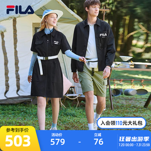 FILA 休闲运动宽松百搭梭织连衣裙 斐乐官方女连衣裙2022夏季