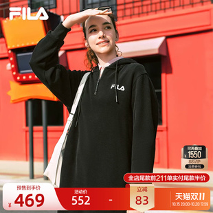 斐乐轻糯卫衣长裙丨FILA简约显瘦长裙26冬新款女出街连帽连衣裙