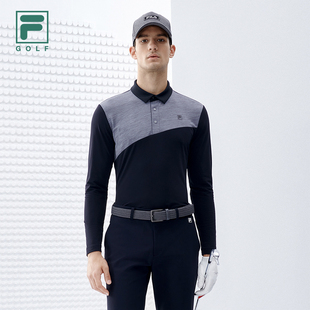斐乐官方男子长袖 2022冬新款 FILA POLO衫 高尔夫运动上衣 时尚 经典