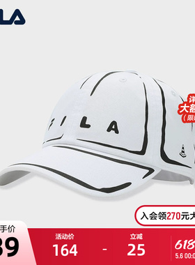 FILA&Joshua Vides合作男女同款ADE棒球帽2025新款运动帽鸭舌帽白